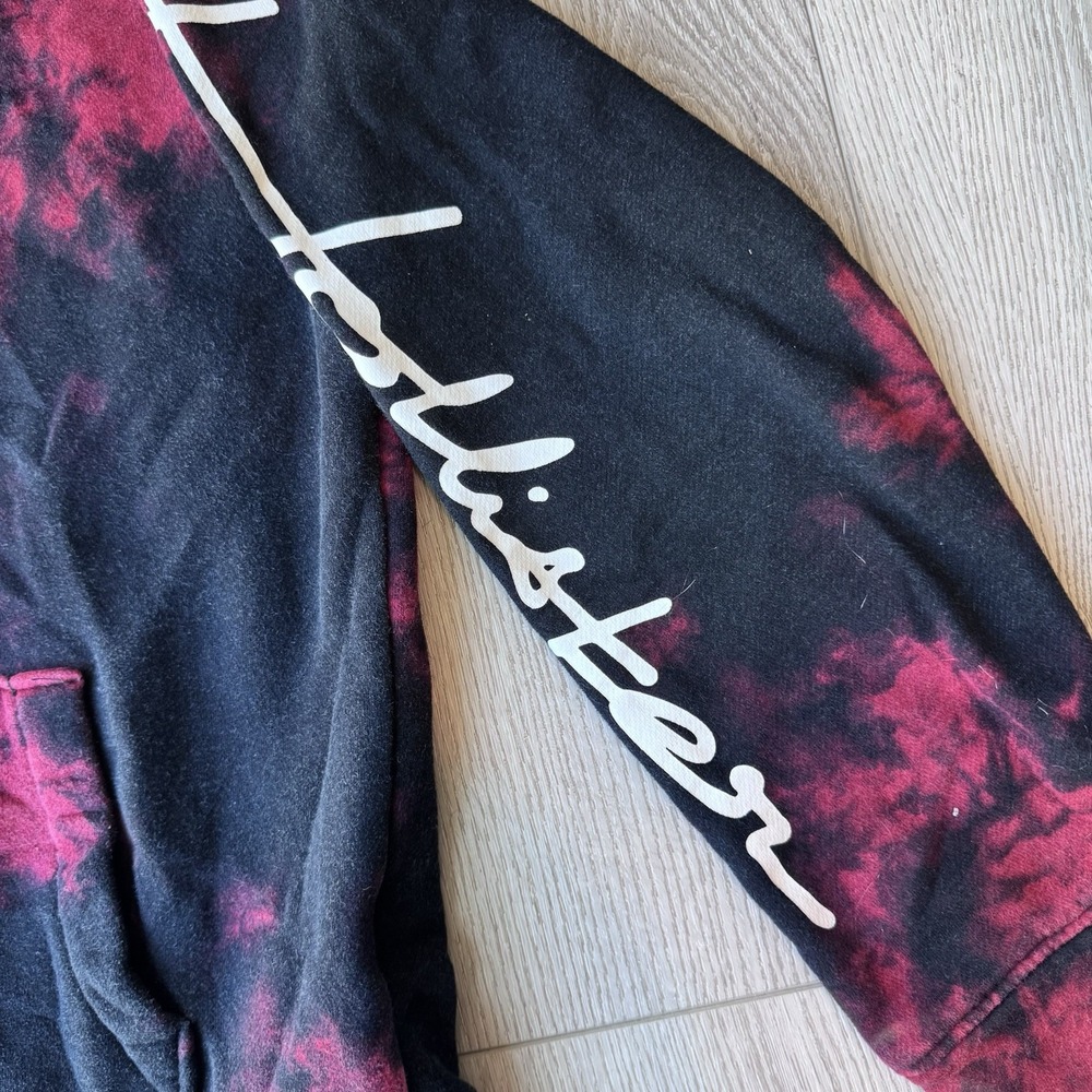 Hollister Must Have Tie Dye Hoodie - Red Black - Medium Retro Cozy Comfort Style - Picture 3 of 10